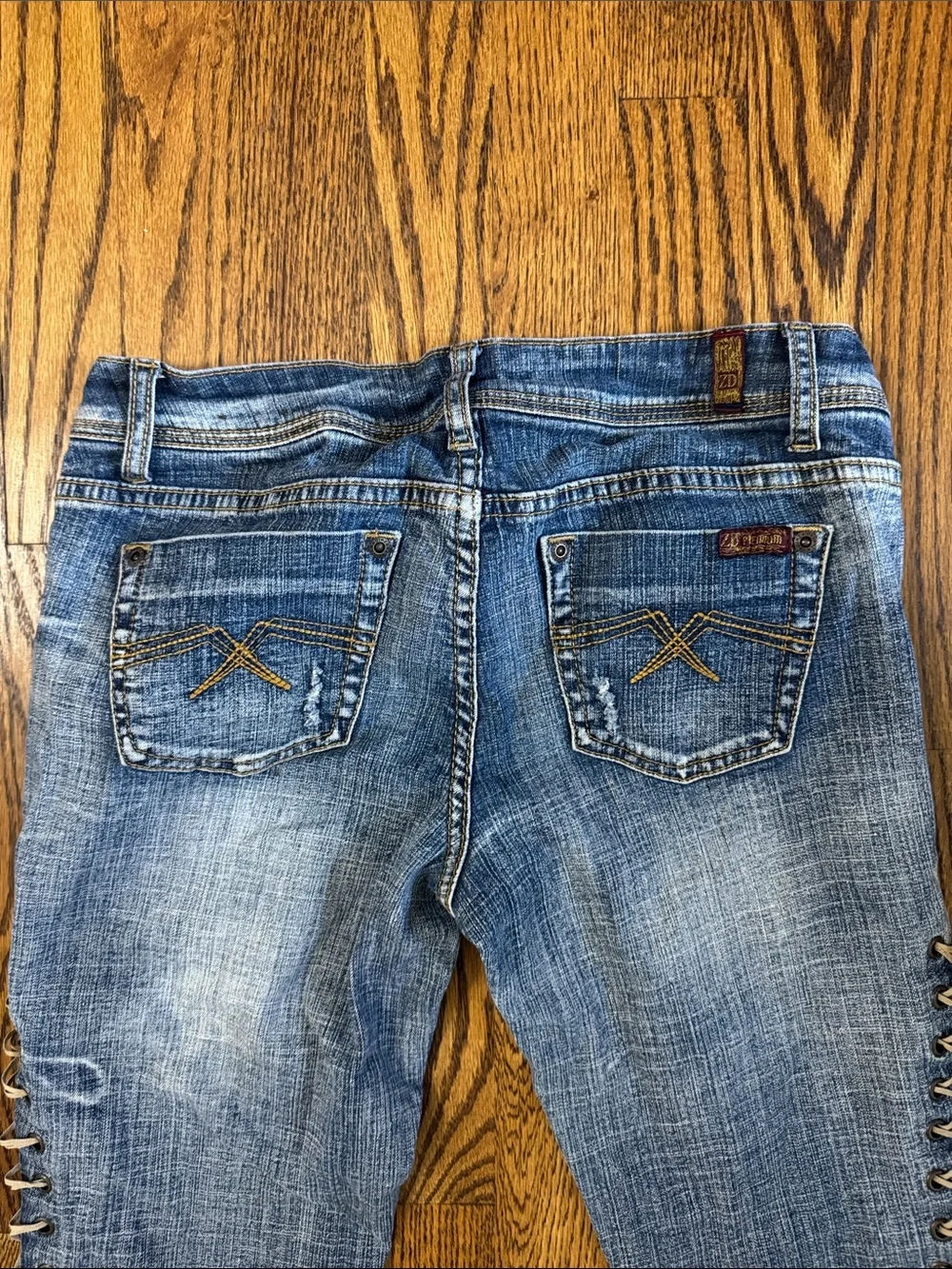 Vintage Y2K Zanadi Premium Lace-Up Side Low Rise Skinny Jeans Size 7 | 28x29